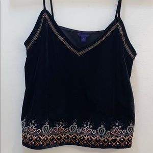 Black Velvet Embroidered Aeropostale Tank Top